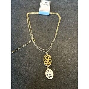 Justice Gold Nurse Life Leopard Print Double Chain Pendant Necklace NWT New